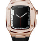 Apple Watch Uyumlu Belize Rose Gold Kasa Koruyucu Deri Kordon Siyah  bikordon