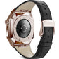 Apple Watch Uyumlu Belize Rose Gold Kasa Koruyucu Deri Kordon Siyah  bikordon