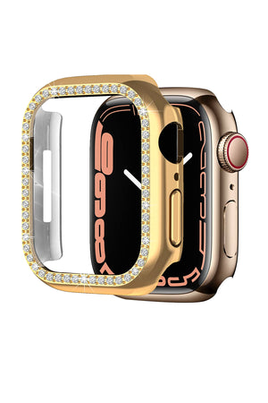 Apple Watch Uyumlu Bumper Taşlı Parlak Kasa Bronze  bikordon