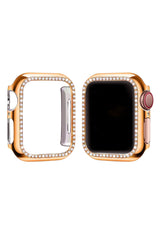 Apple Watch Uyumlu Bumper Taşlı Parlak Kasa Bronze