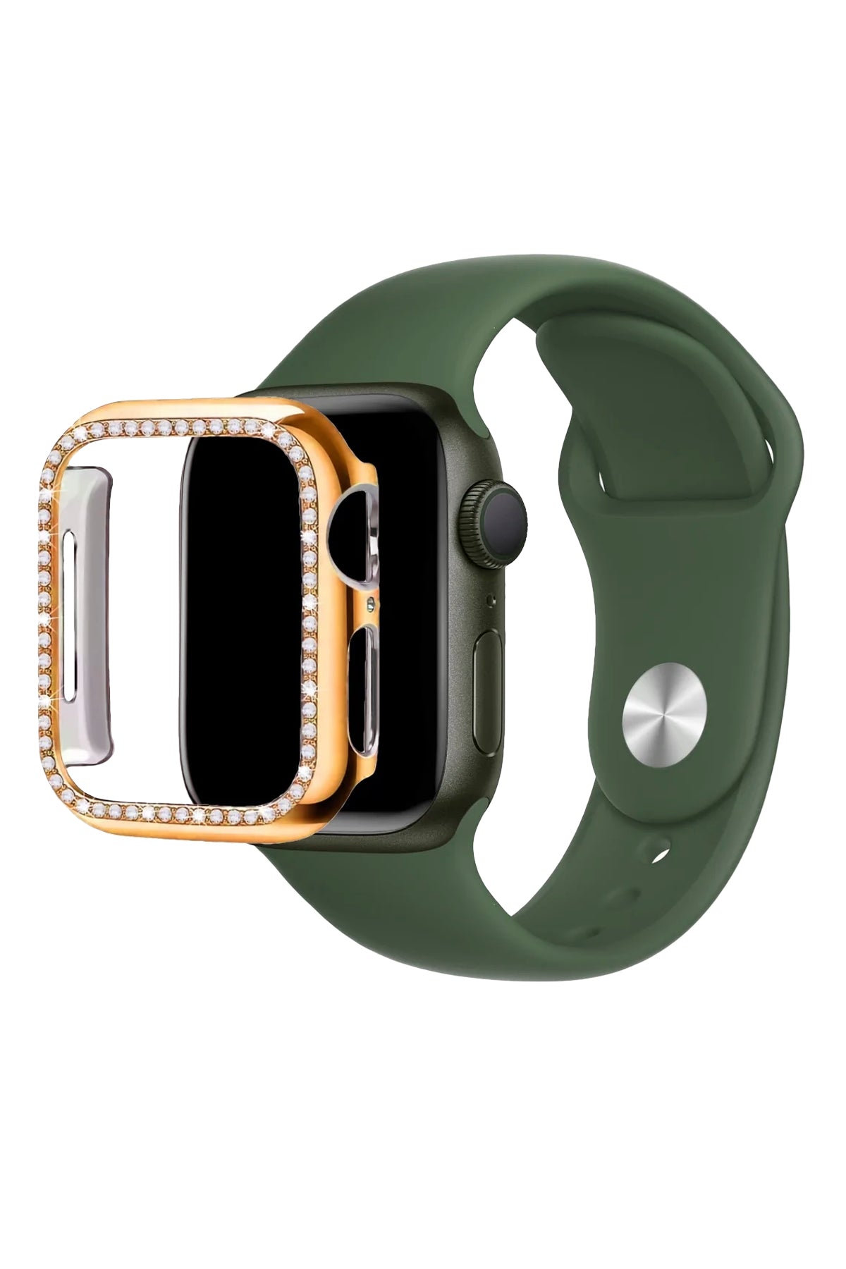 Apple Watch Uyumlu Bumper Taşlı Parlak Kasa Bronze  bikordon