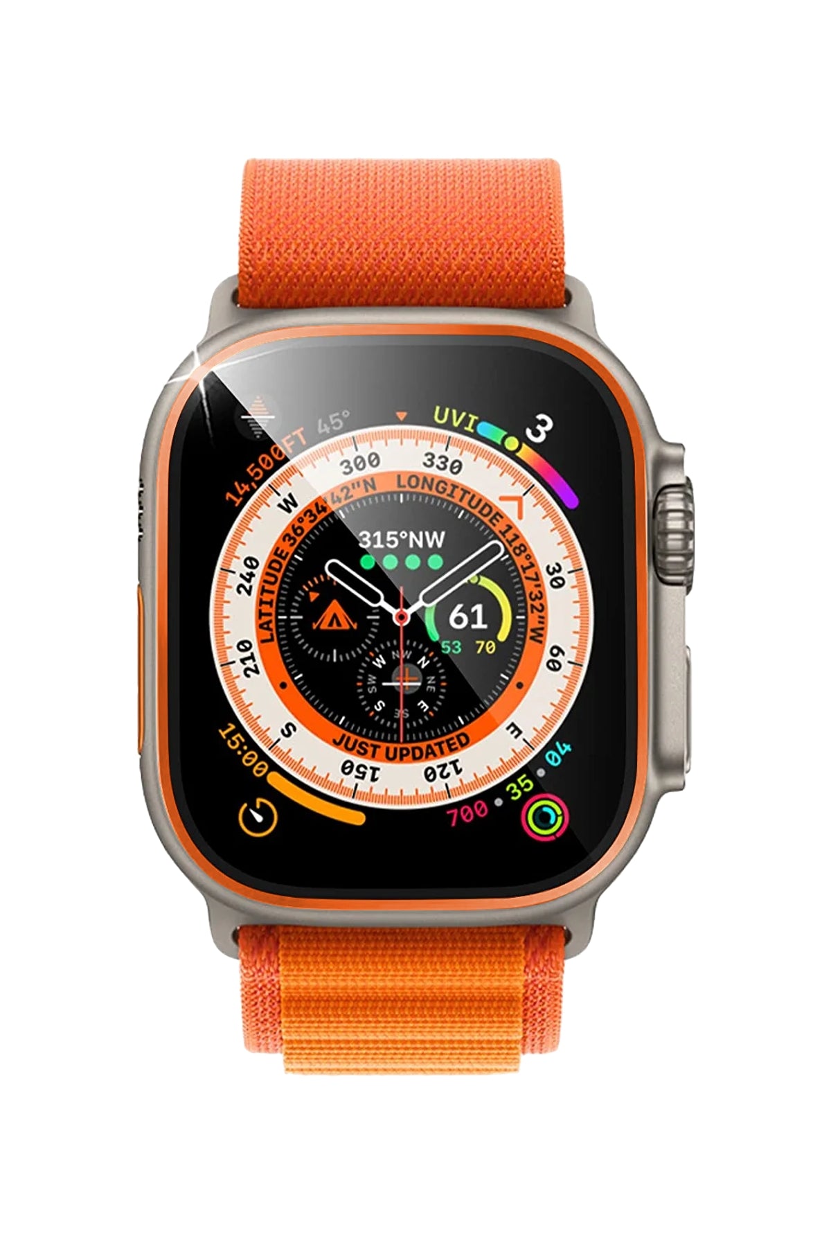 Apple Watch Ultra Uyumlu Metal Çerçeveli Ekran Koruyucu Butternut  bikordon