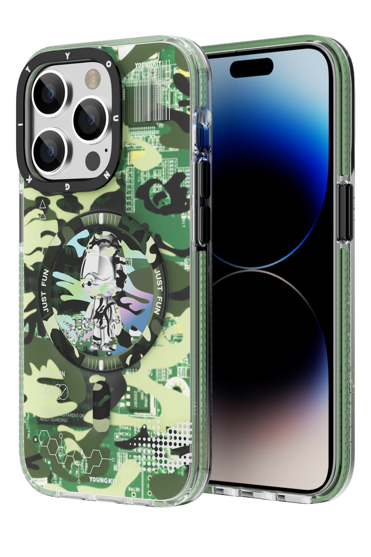 Youngkit Camouflage iPhone 14 Pro Max Magsafe Green Case 