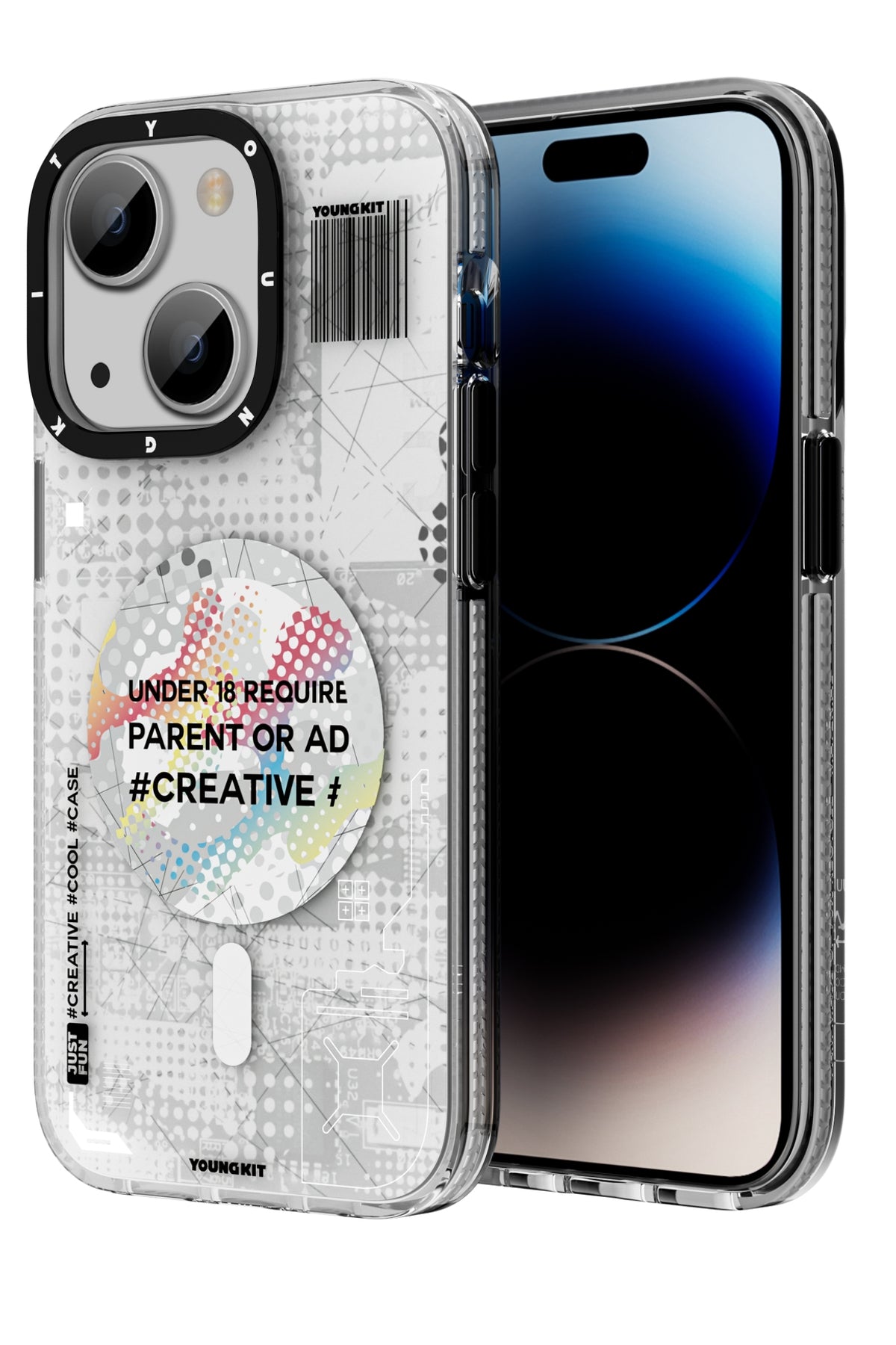 Youngkit Kamuflaj iPhone 14 Plus Magsafe Beyaz Kılıf  Youngkit