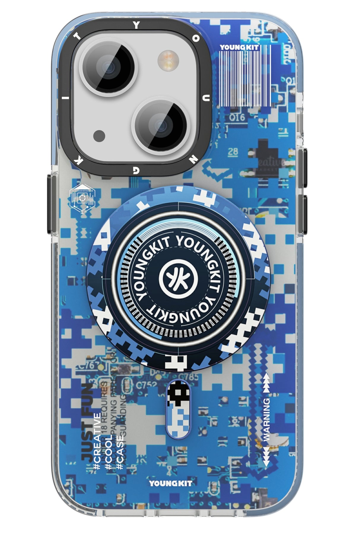 Youngkit Kamuflaj iPhone 14 Plus Magsafe Mavi Kılıf  Youngkit