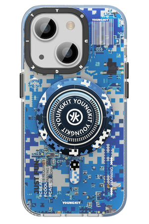 Youngkit Kamuflaj iPhone 14 Plus Magsafe Mavi Kılıf  Youngkit