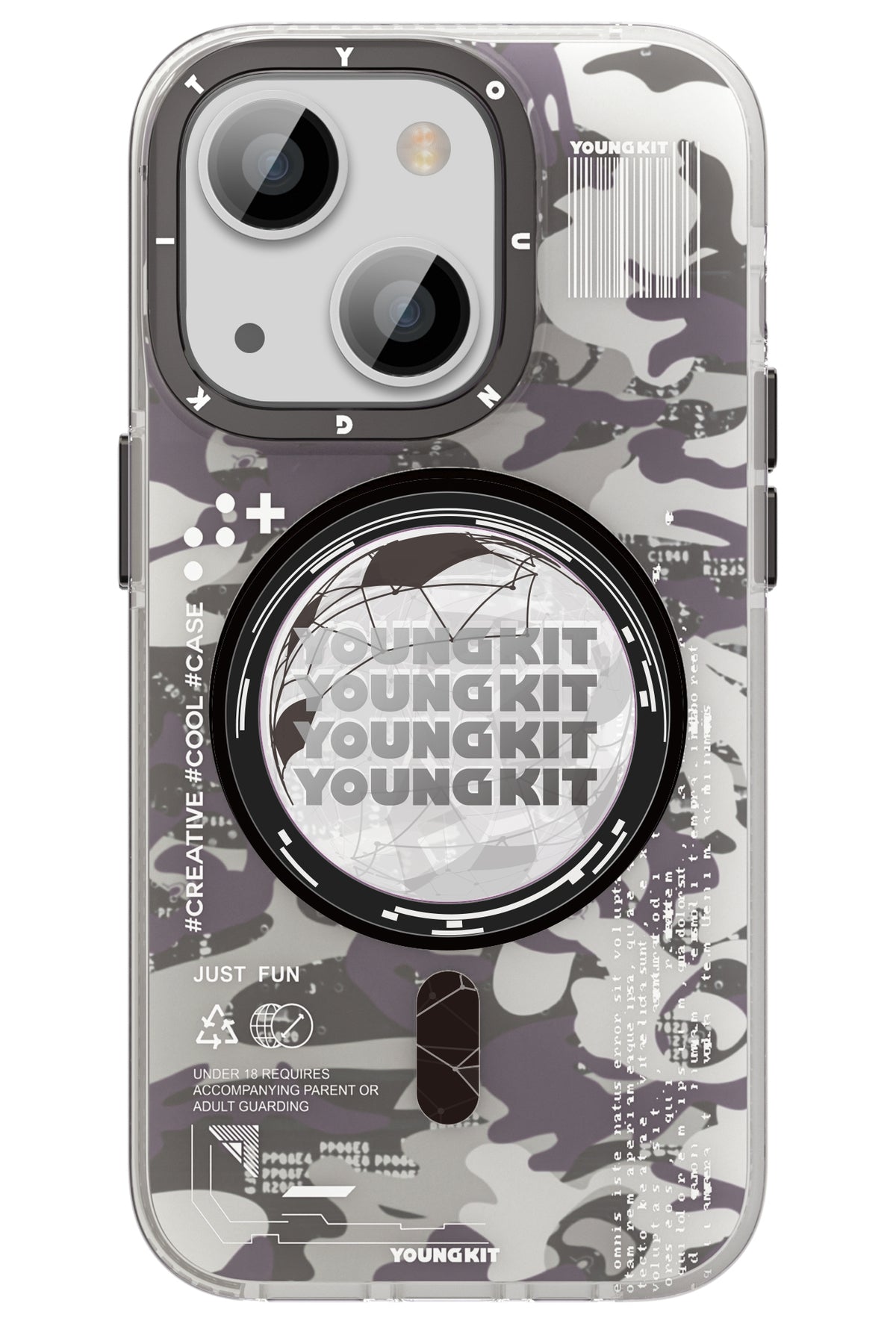 Youngkit Kamuflaj iPhone 14 Plus Magsafe Mor Kılıf  Youngkit