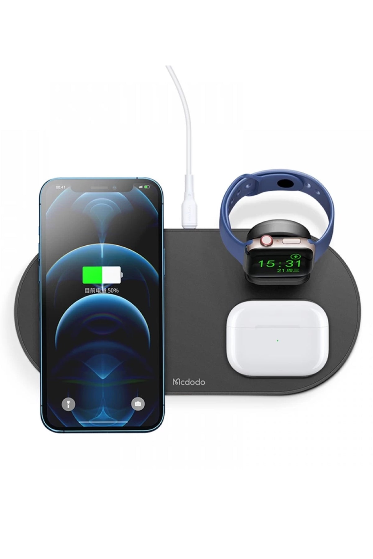 Mcdodo CH-7061 Wireless Charger 15w 3in1 Black 