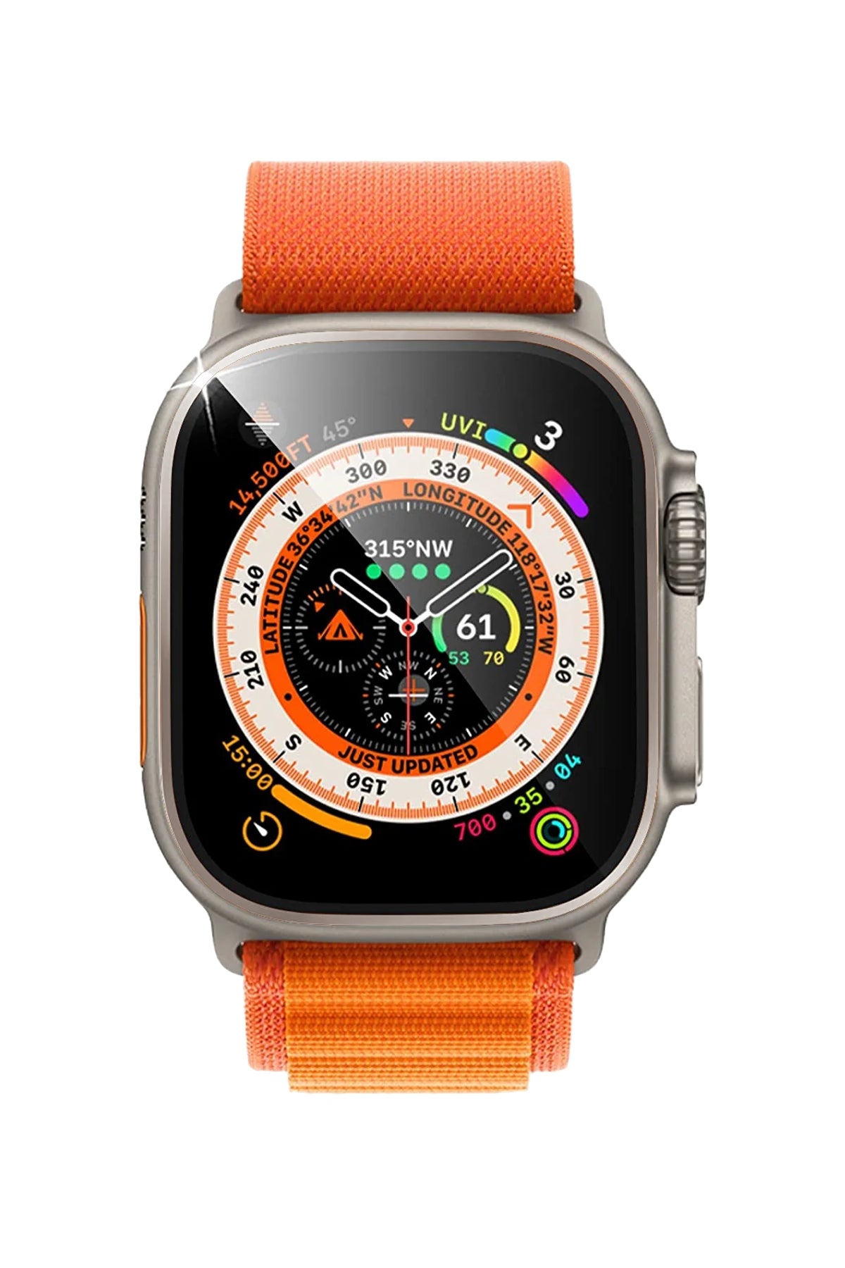 Apple Watch Ultra Uyumlu Metal Çerçeveli Ekran Koruyucu Clay  bikordon