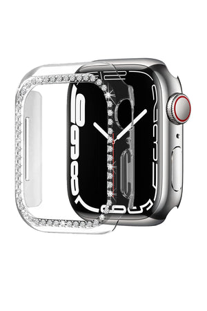 Apple Watch Uyumlu Bumper Taşlı Parlak Kasa Clearity  bikordon