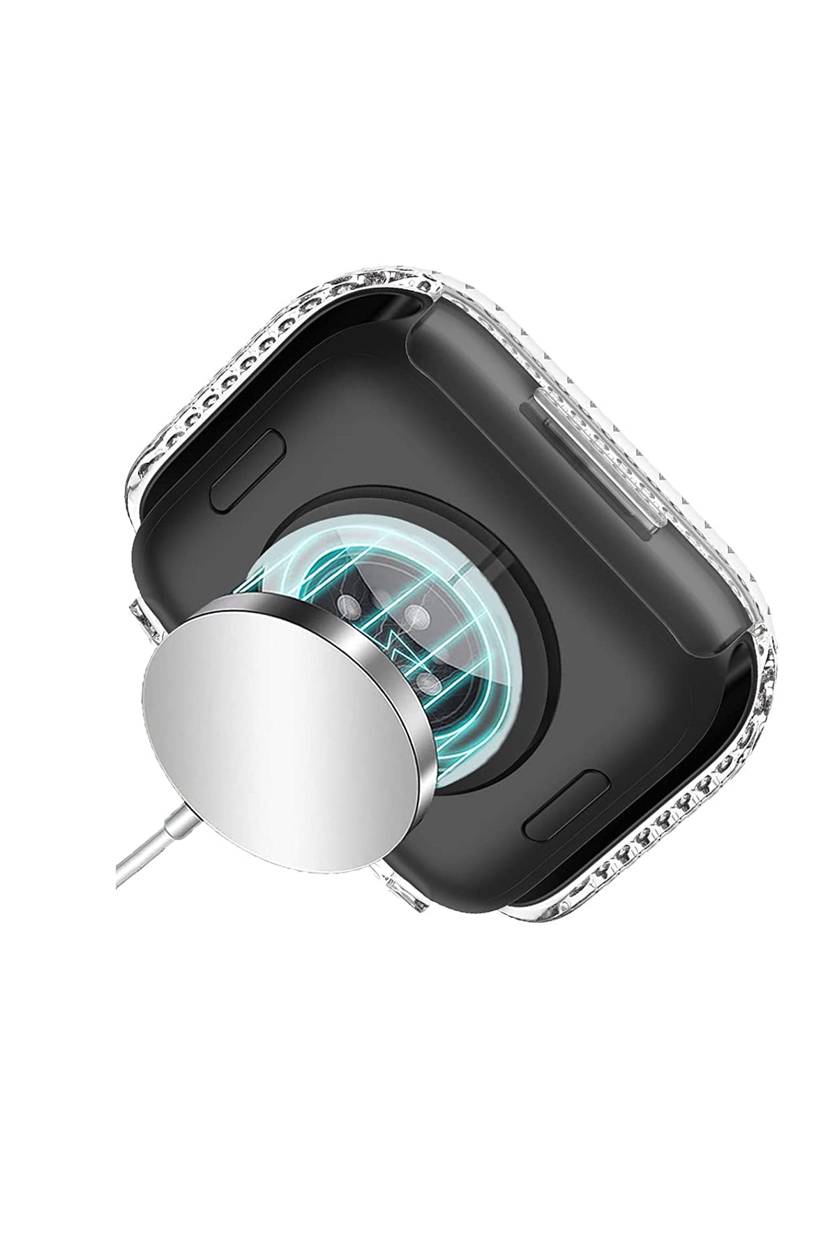 Apple Watch Uyumlu Bumper Taşlı Parlak Kasa Clearity  bikordon