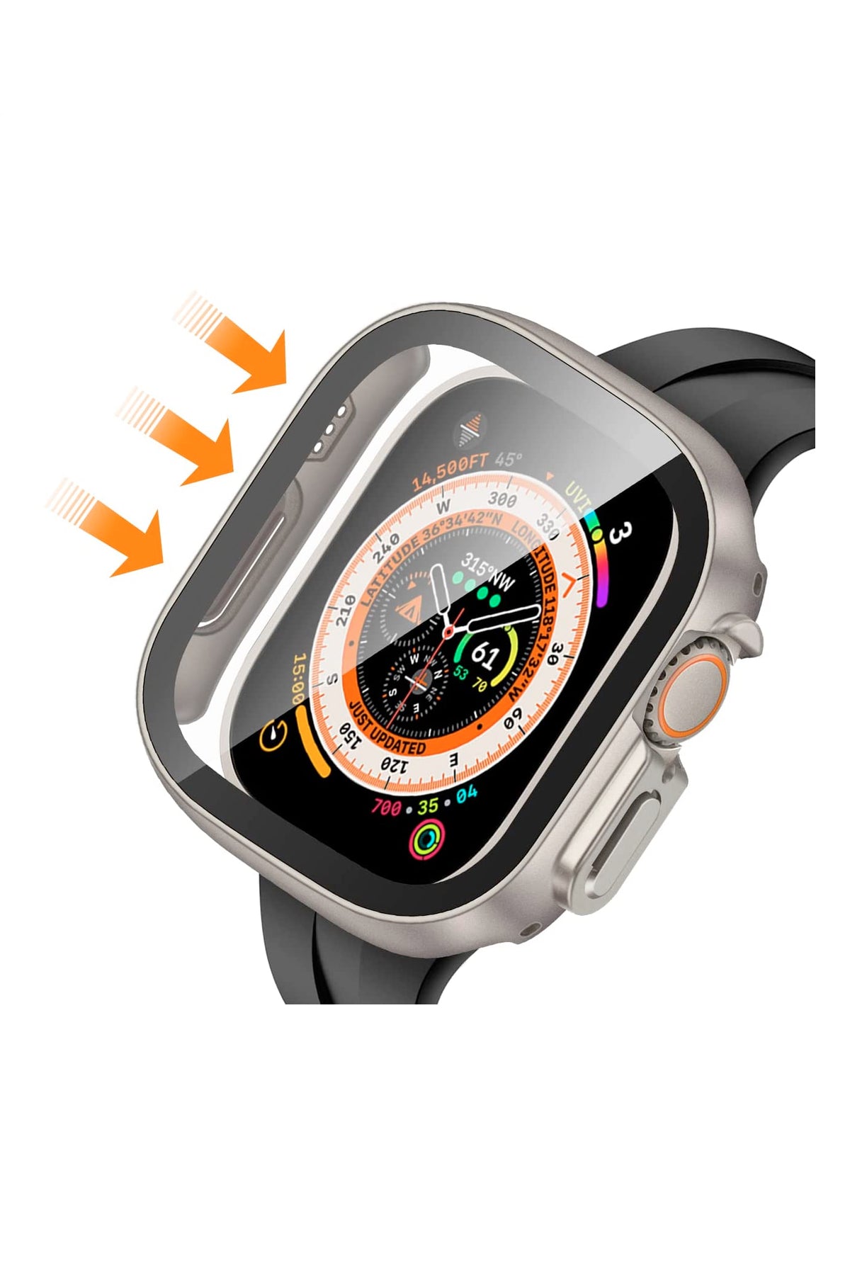 Apple Watch Ultra Uyumlu Ekran Koruyucu Kasa Starlight  bikordon