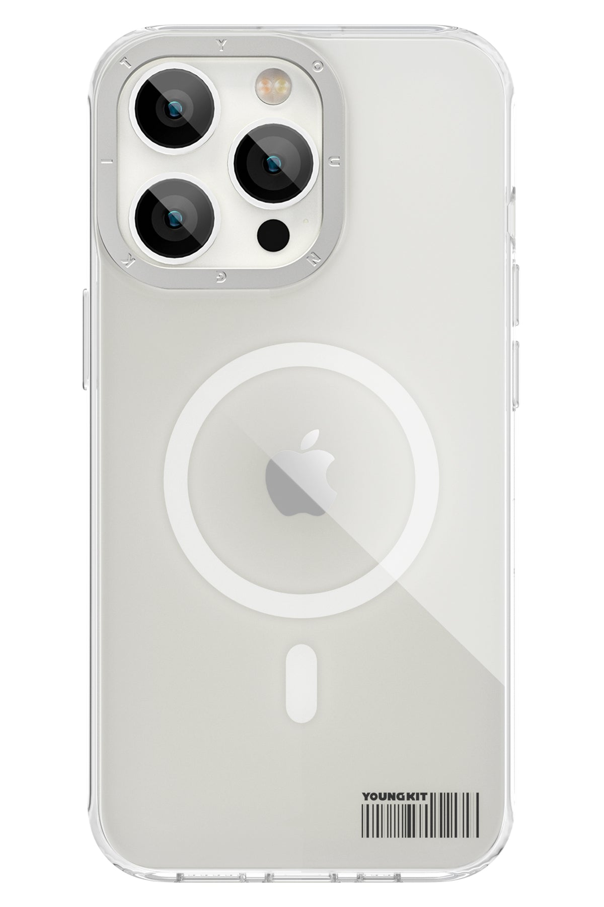 Youngkit Glaze iPhone 14 Pro Max Şeffaf Kılıf Gümüş Kamera Çerçeveli  Youngkit