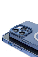 Youngkit Glaze iPhone 14 Pro Max Şeffaf Kılıf Mavi Kamera Çerçeveli
