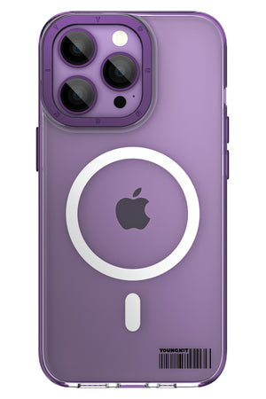 Youngkit Glaze iPhone 14 Pro Max Transparent Case Purple Camera Framed 