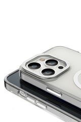 Youngkit Glaze iPhone 14 Pro Şeffaf Kılıf Gümüş Kamera Çerçeveli
