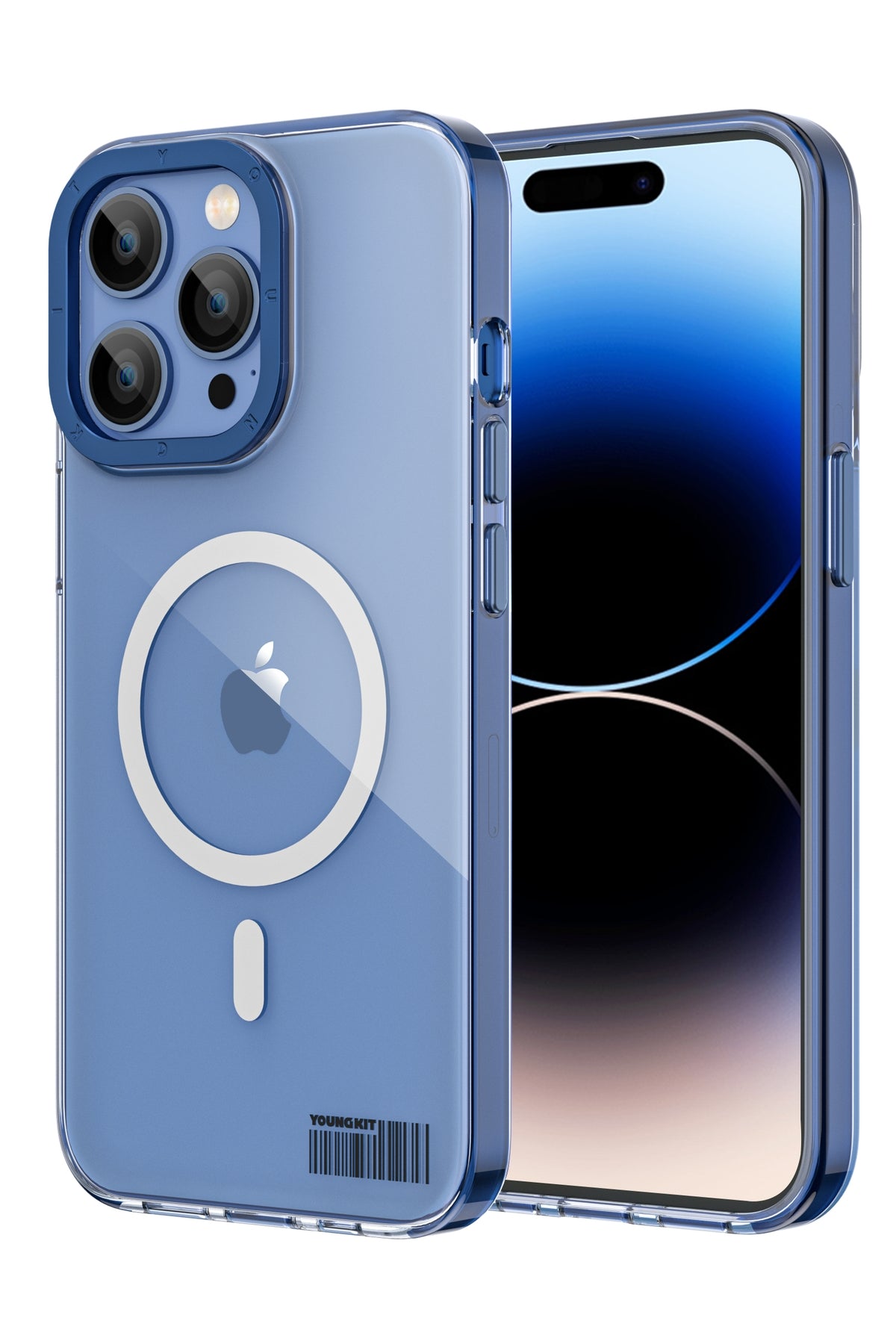 Youngkit Glaze iPhone 14 Pro Transparent Case Blue Camera Framed 