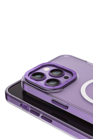 Youngkit Glaze iPhone 14 Pro Şeffaf Kılıf Derin Mor Kamera Çerçeveli  Youngkit