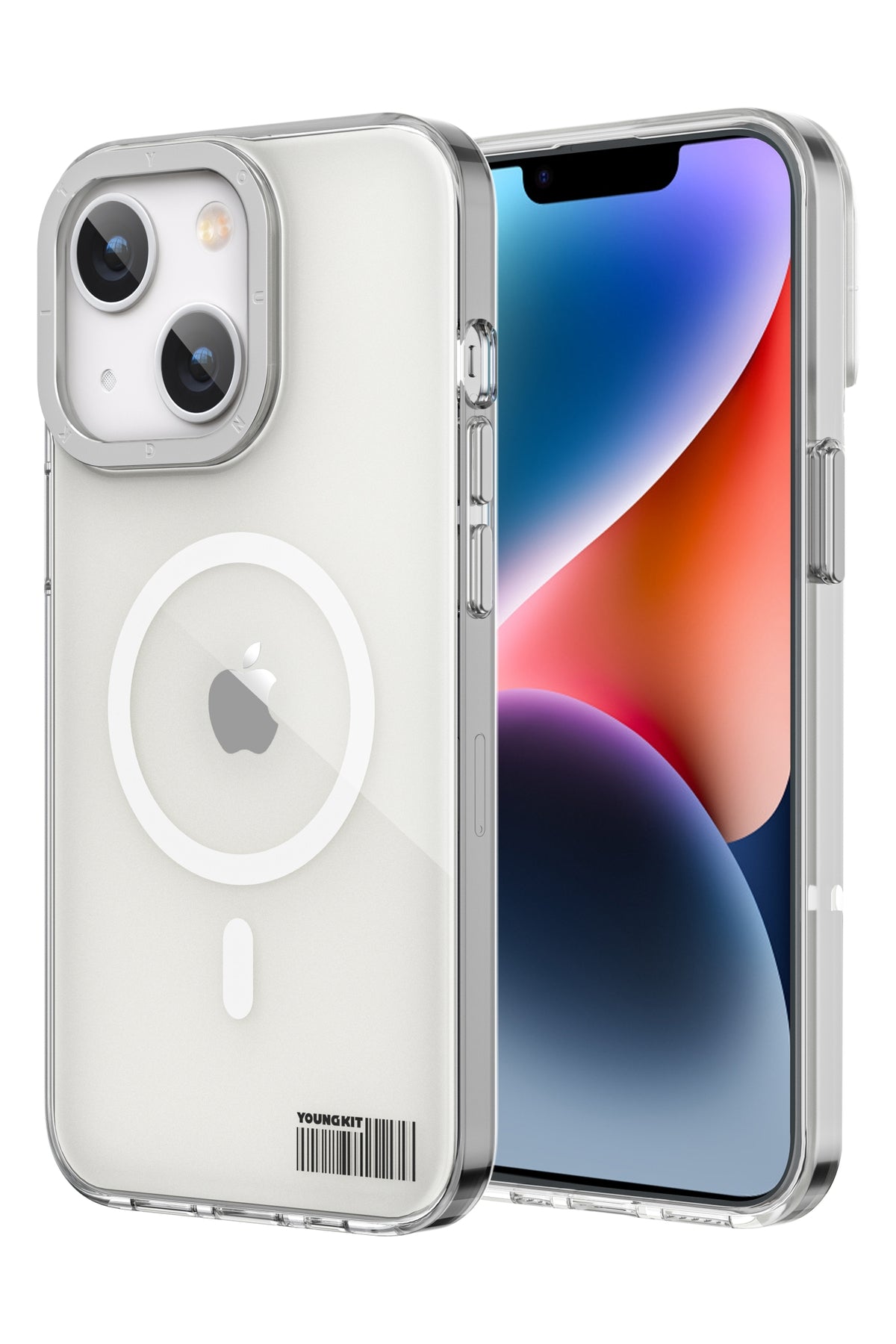 Youngkit Glaze iPhone 14 Plus Transparent Case with Silver Camera Frame 