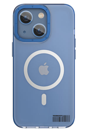 Youngkit Glaze iPhone 14 Plus Şeffaf Kılıf Mavi Kamera Çerçeveli  Youngkit