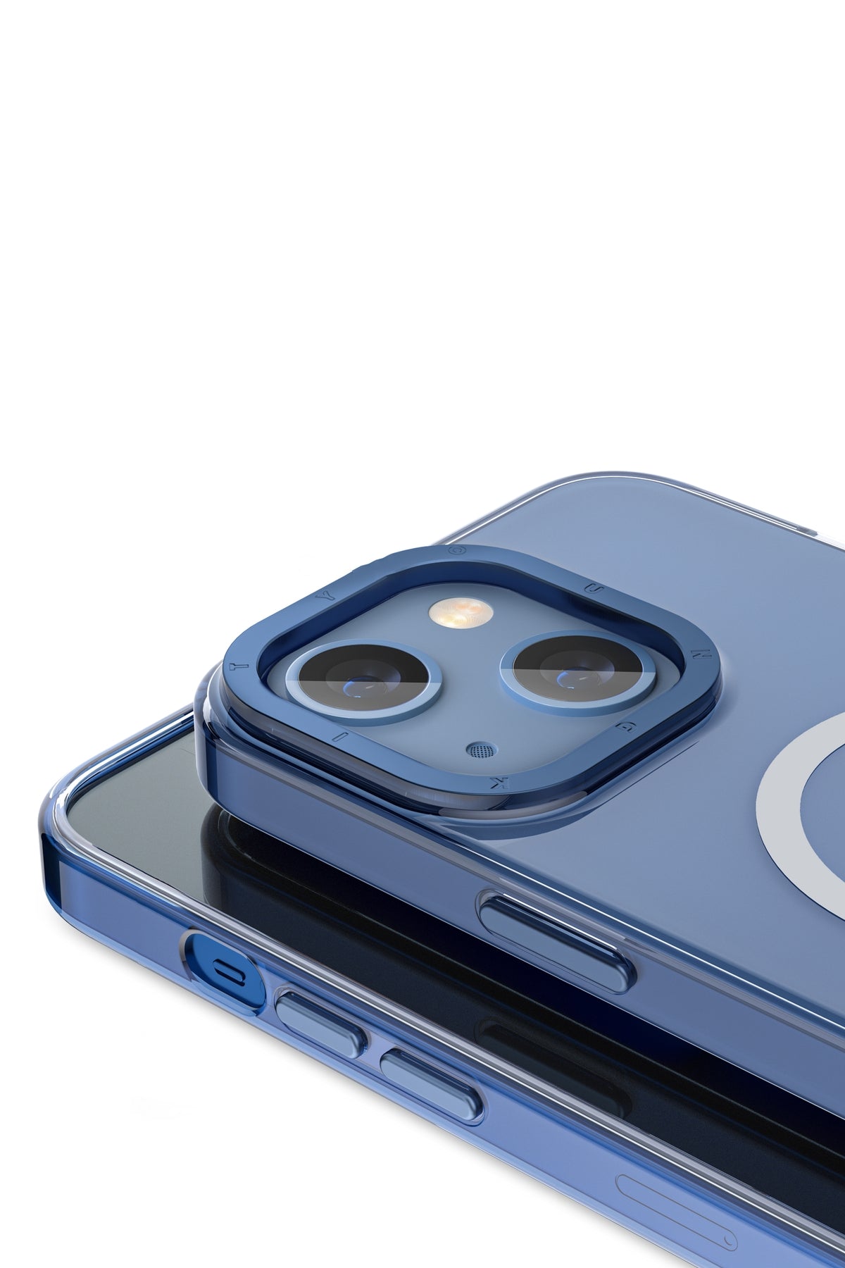 Youngkit Glaze iPhone 14 Plus Şeffaf Kılıf Mavi Kamera Çerçeveli  Youngkit