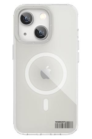 Youngkit Glaze iPhone 14 Transparent Case with Silver Camera Frame 