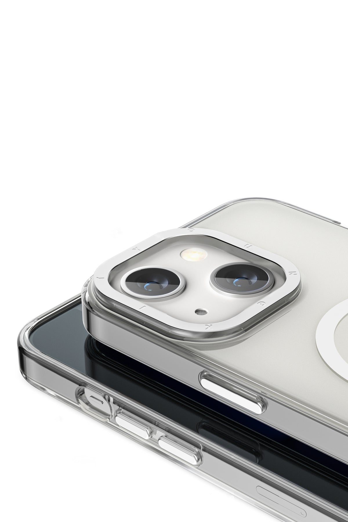 Youngkit Glaze iPhone 14 Şeffaf Kılıf Gümüş Kamera Çerçeveli  Youngkit