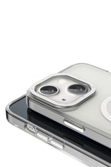 Youngkit Glaze iPhone 14 Şeffaf Kılıf Gümüş Kamera Çerçeveli