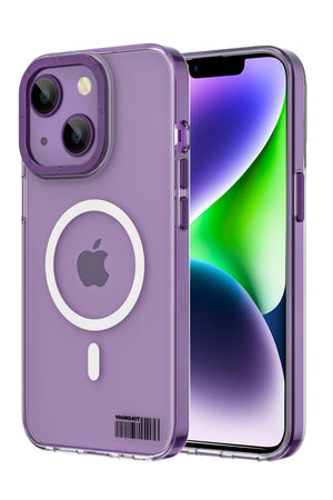 Youngkit Glaze iPhone 14 Transparent Case with Deep Purple Camera Frame 