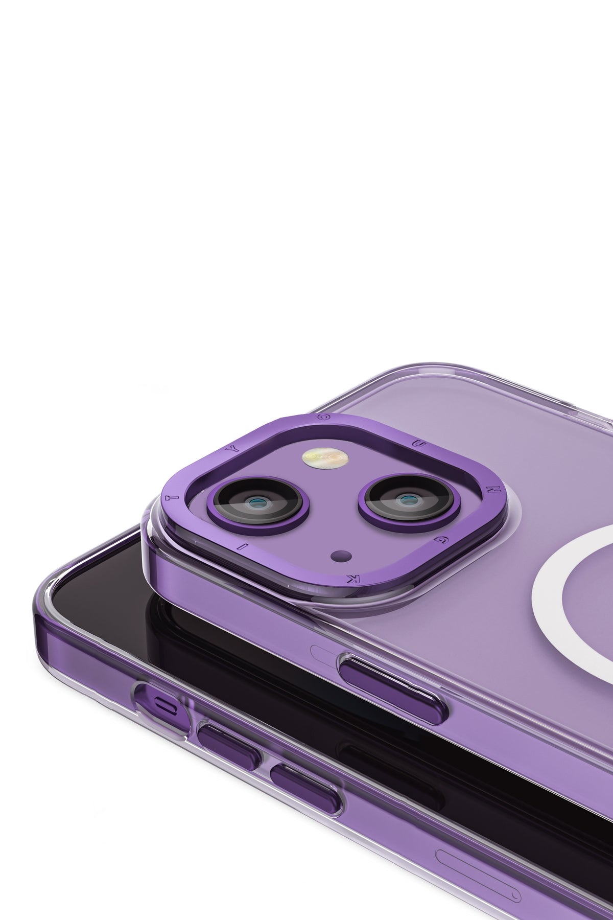 Youngkit Glaze iPhone 14 Şeffaf Kılıf Derin Mor Kamera Çerçeveli  Youngkit