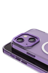 Youngkit Glaze iPhone 14 Şeffaf Kılıf Derin Mor Kamera Çerçeveli