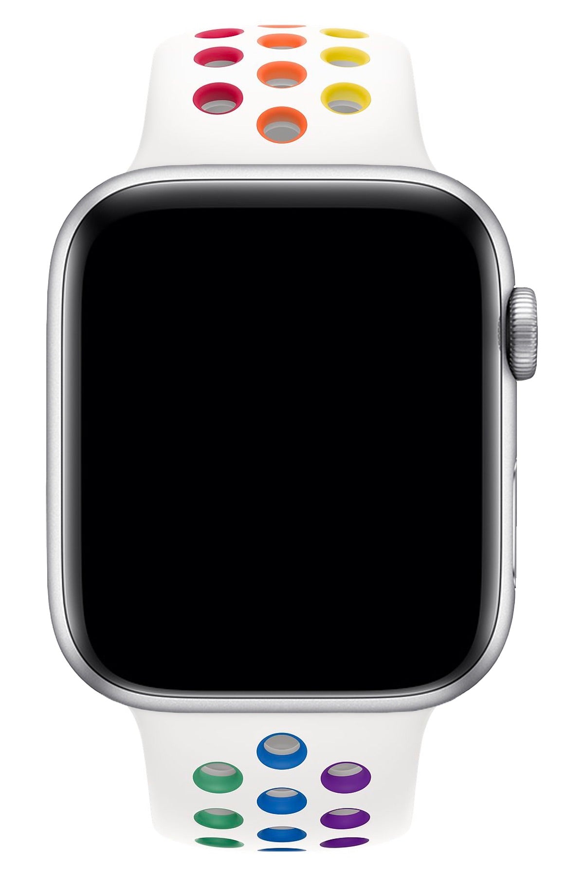 Apple Watch Uyumlu Silikon Delikli Spor Kordon Beyaz Gökkuşağı  bikordon
