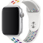 Apple Watch Uyumlu Silikon Delikli Spor Kordon Beyaz Gökkuşağı  bikordon