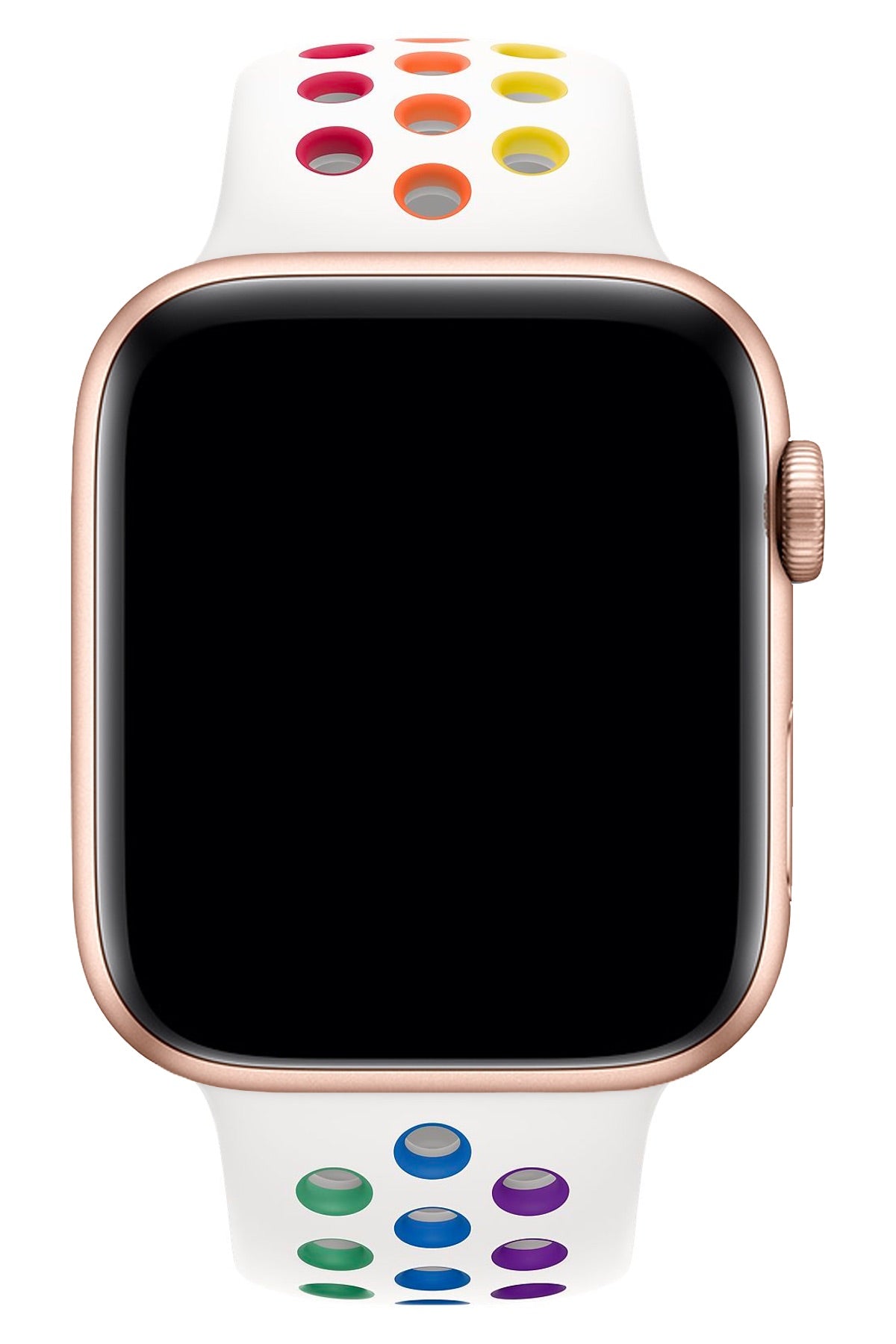 Apple Watch Uyumlu Silikon Delikli Spor Kordon Beyaz Gökkuşağı  bikordon