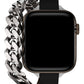 Apple Watch Compatible Double Tour Leather Band Imperial Black 