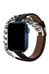 Apple Watch Uyumlu Double Tour Deri Kordon İmperial Black