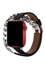 Apple Watch Uyumlu Double Tour Deri Kordon İmperial Black