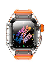 Apple Watch Uyumlu Armor Loop Şeffaf Kasa Koruyucu Mandarine Silikon Kordon