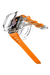 Apple Watch Uyumlu Armor Loop Şeffaf Kasa Koruyucu Mandarine Silikon Kordon