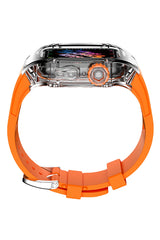 Apple Watch Uyumlu Armor Loop Şeffaf Kasa Koruyucu Mandarine Silikon Kordon