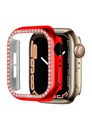 Apple Watch Uyumlu Bumper Taşlı Parlak Kasa Merlot  bikordon
