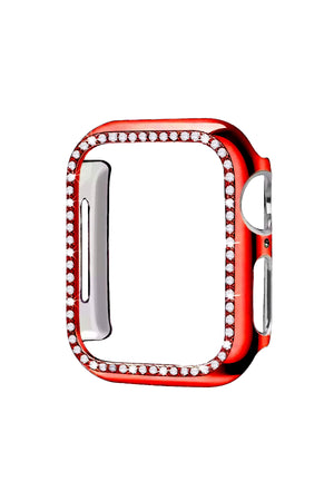 Apple Watch Uyumlu Bumper Taşlı Parlak Kasa Merlot  bikordon