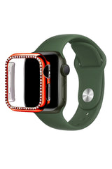 Apple Watch Uyumlu Bumper Taşlı Parlak Kasa Merlot