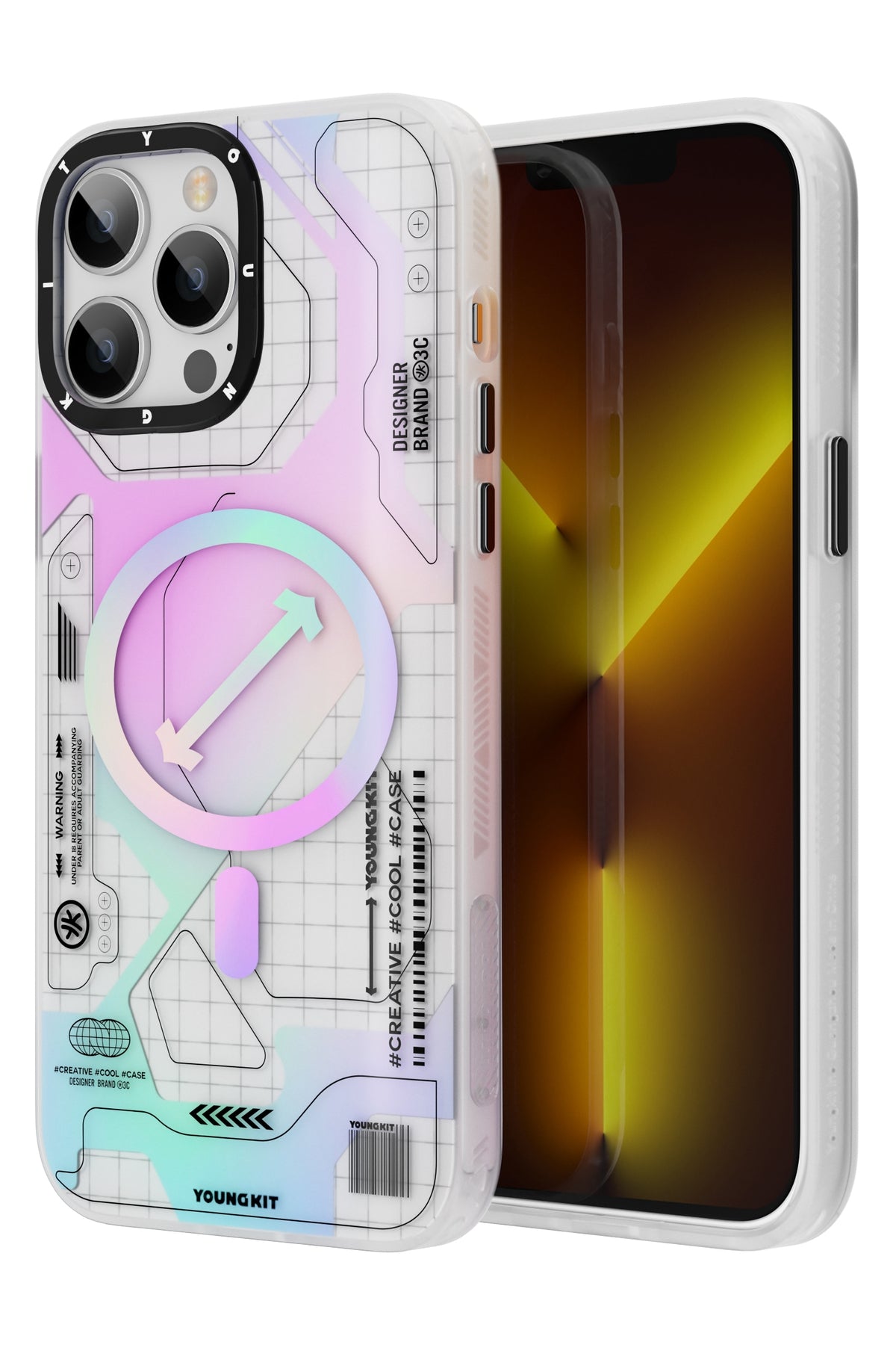 Youngkit Metaverse iPhone 13 Pro Max Magsafe Uyumlu Beyaz Kılıf