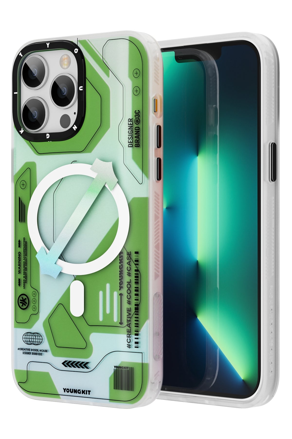 Youngkit Metaverse iPhone 13 Pro Max Magsafe Uyumlu Yeşil Kılıf