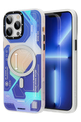 Youngkit Metaverse iPhone 13 Pro Magsafe Uyumlu Mavi Kılıf