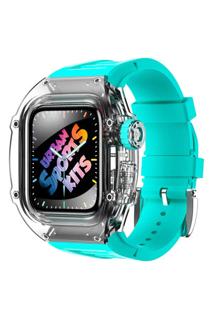 Apple Watch Uyumlu Armor Loop Şeffaf Kasa Koruyucu Mint Silikon Kordon 44mm bikordon