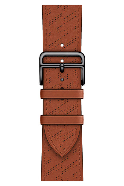 Apple Watch Uyumlu Multi Hole Deri Kordon Ocre  bikordon