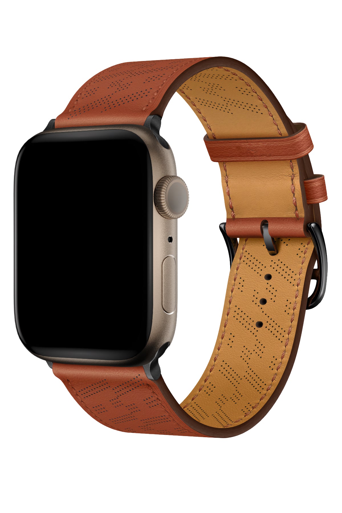 Apple Watch Uyumlu Multi Hole Deri Kordon Ocre  bikordon