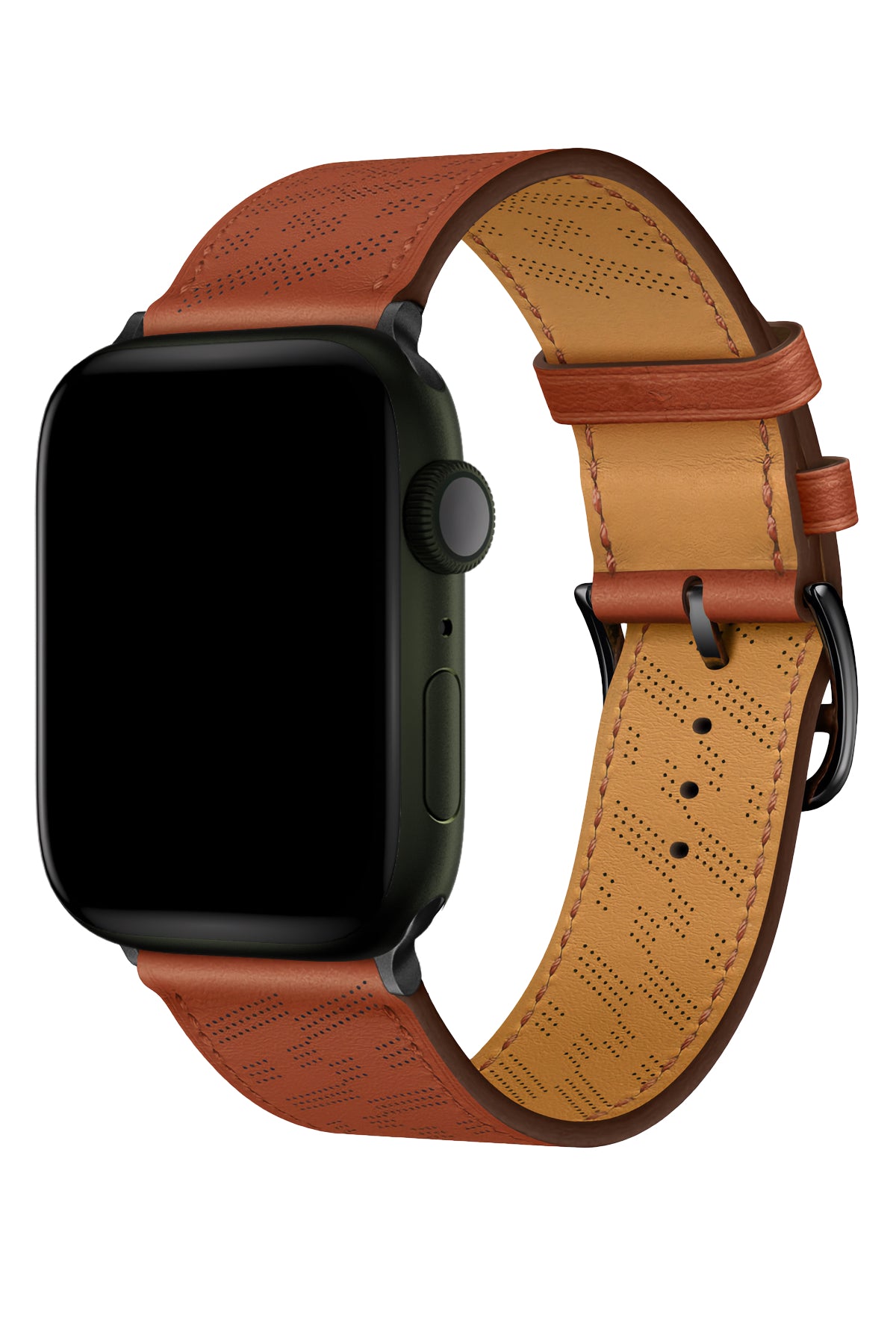 Apple Watch Uyumlu Multi Hole Deri Kordon Ocre  bikordon